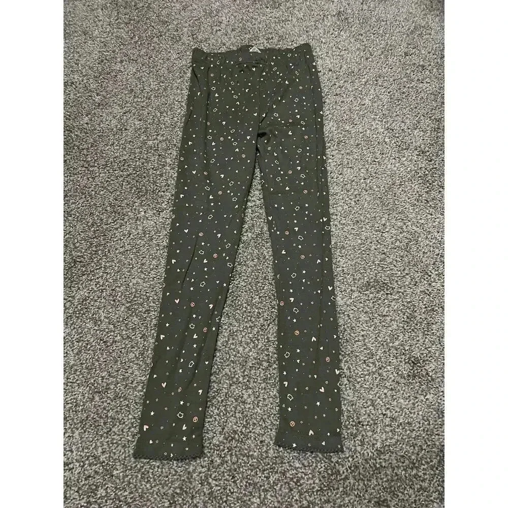CARTERS GIRLS GREEN STAR PRINTED ELASTIC WAIST STRETCH LEGGINGS Sz 7 - Picture 1 of 3